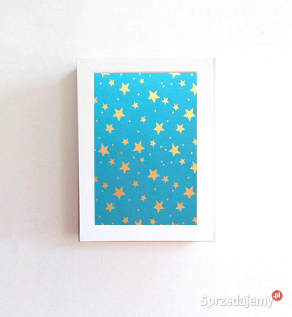 turkusowy plakat w ramce mały obraz z gwiazdami kujawsko-pomorskie Toruń