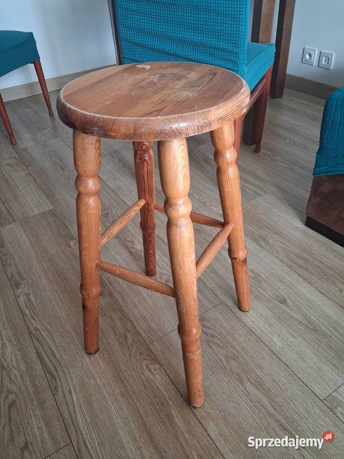 stołek wysoki barowy vintage z okresu PRL Warszawa