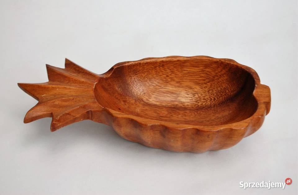 Miska patera rzeźbiona drewno teak ananas lubelskie Lublin sprzedam