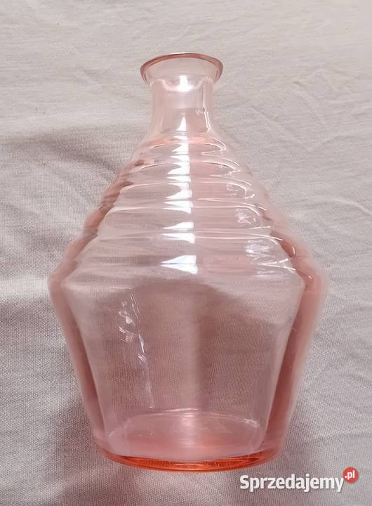 Różowa karafka art deco huta Dąbrowa katalogowy Porcelana i szkło Koźminek