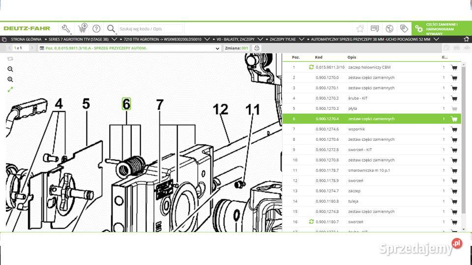 blokada sprężyna zaczepu CBM DeutzFahr Agrotron