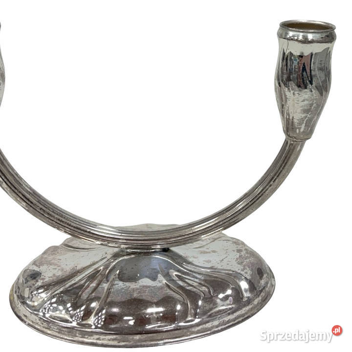 Świecznik Art Deco dwuramienny plater