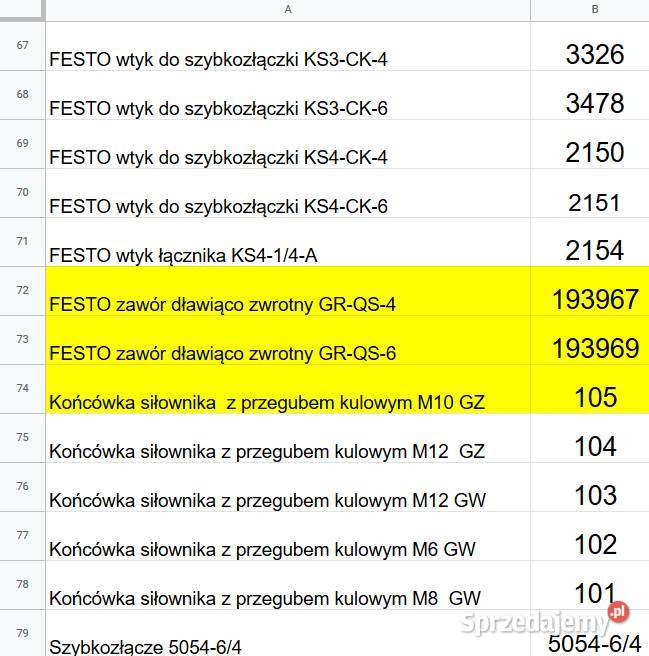 FESTOzawory złącza wtykowe wciskane Pozostałe małopolskie Kocmyrzów