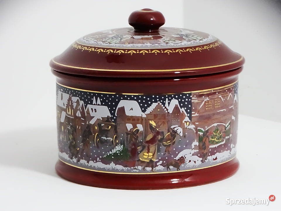 Dekoracyjny pojemnik świąteczny z pokrywką Boże Narodzenie lubelskie Biłgoraj