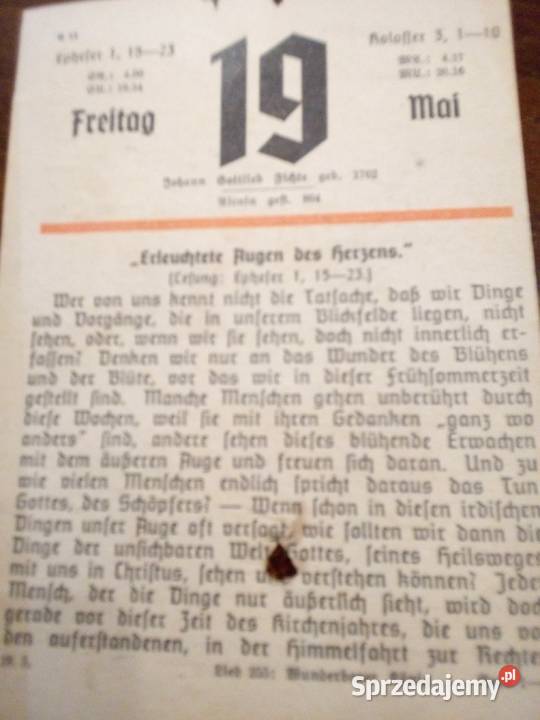 Stare niemieckie kartki z kalendarza sprzedam