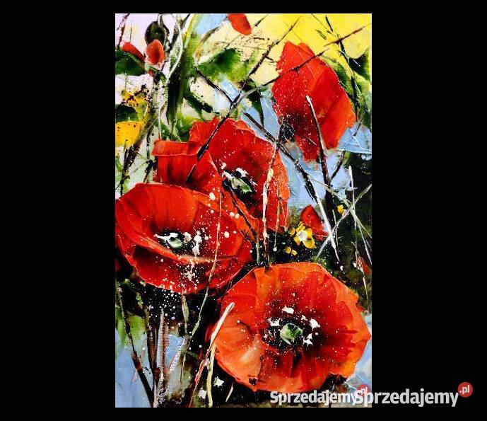 Maki Obraz olejny 30x20 kwiaty Warszawa