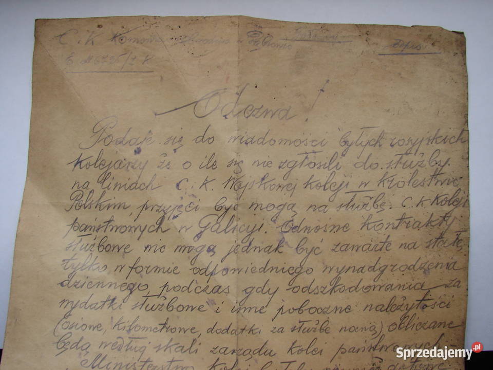 Dąbrowa Gołonóg stara odezwa do rosyjskich Warszawa