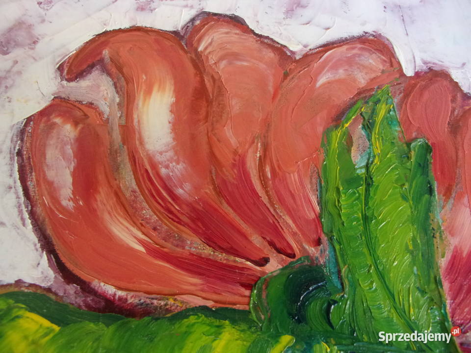 Obraz pieknych kolorowych kwiatów Olej na Warszawa sprzedam