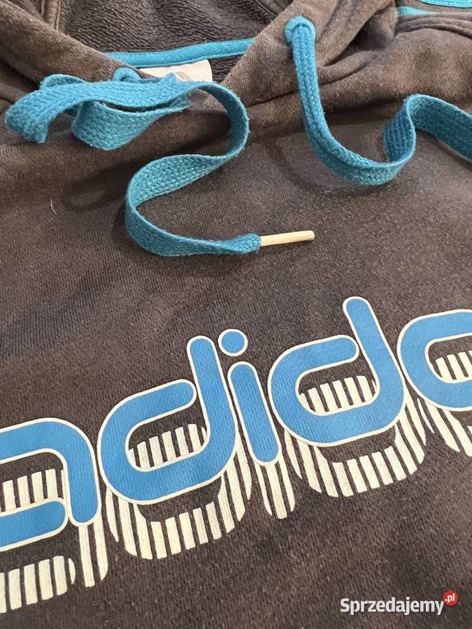 Bluza sweter z kapturem adidas niebieski Odzież sportowa
