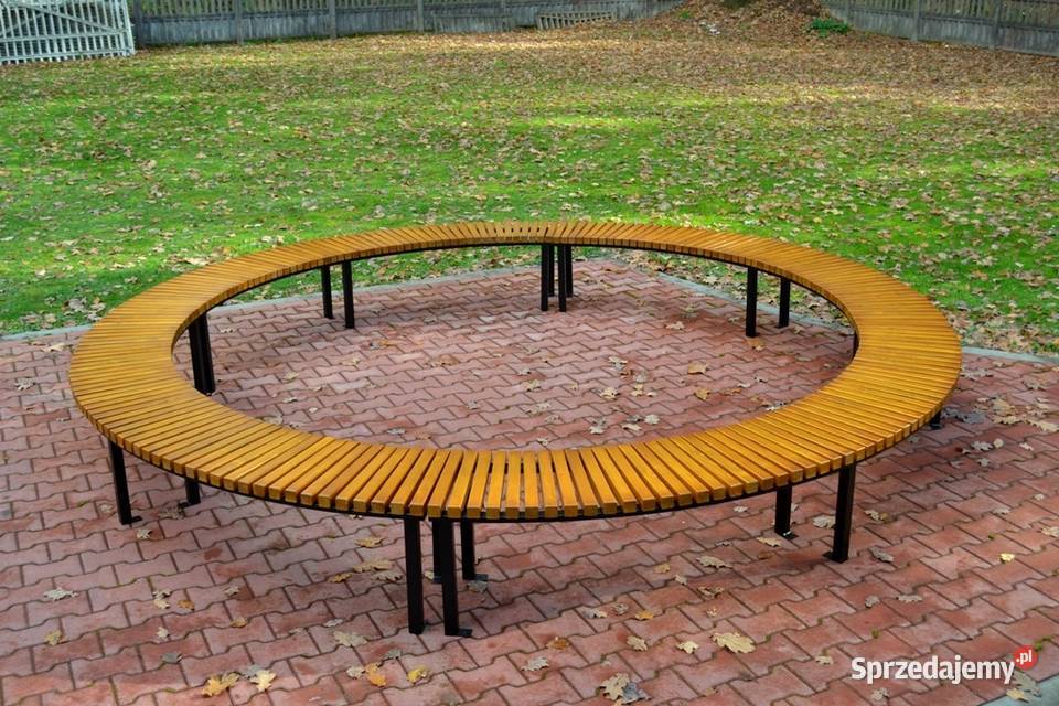 Ławka półokrągła miejska stalowa bez oparcia Kraków