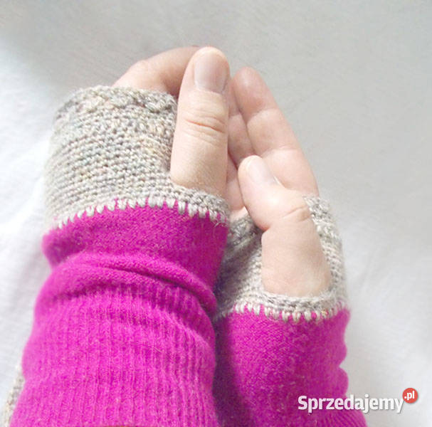 różowe mitenki wełniane mitenki ładne mitenki z Rzeszów