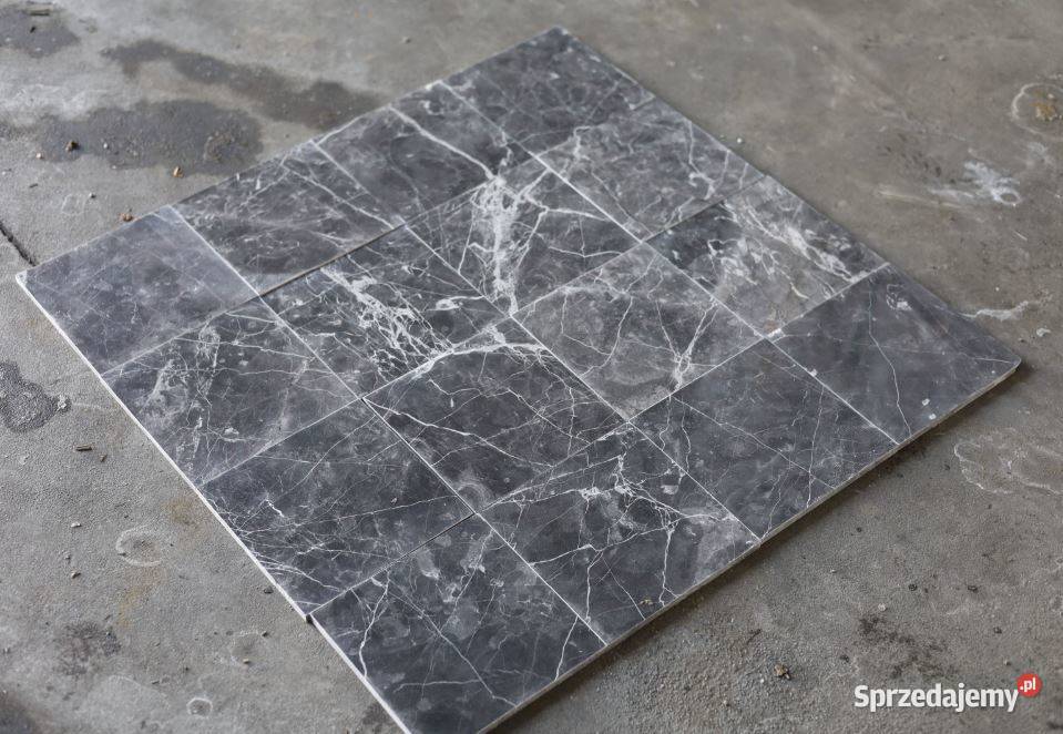 Płytki marmur Tempesta Nera szlifowane 203x203x1