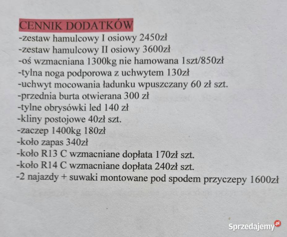 Przyczepka samochodowa 400x176 750 PRODUCENT pomorskie Bytów