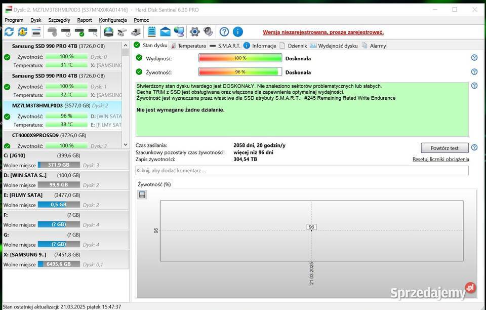 Dysk Serwerowy SSD Samsung PRO PM863a 384TB Tarnów