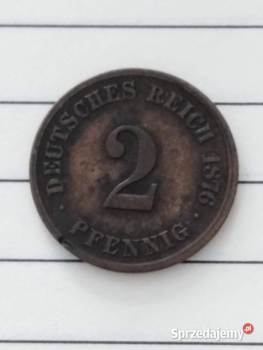 Moneta 2 pfenigi 1876 C Cesarstwo Niemieckie Żary