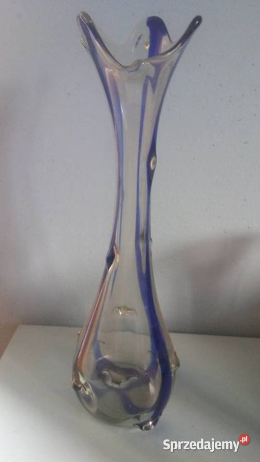 Wielki wazon PRL sękacz 50 kobaltowe wstęgi