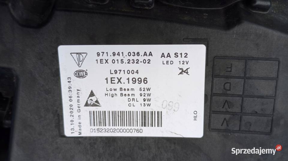 971941036AA PORSCHE PANAMERA 971 LED LAMPA PRAWY Lampy przednie Nowy Tomyśl sprzedam