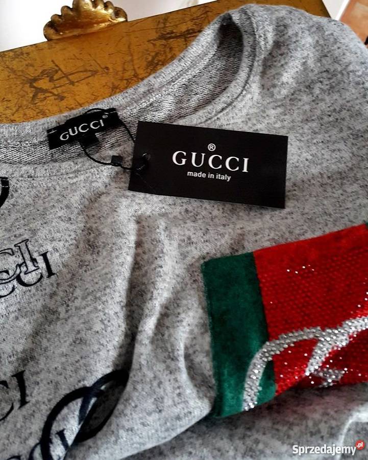 GUCCI BIŻUTERYJNY SWETER DŻETY CYRKONIE MELANŻ