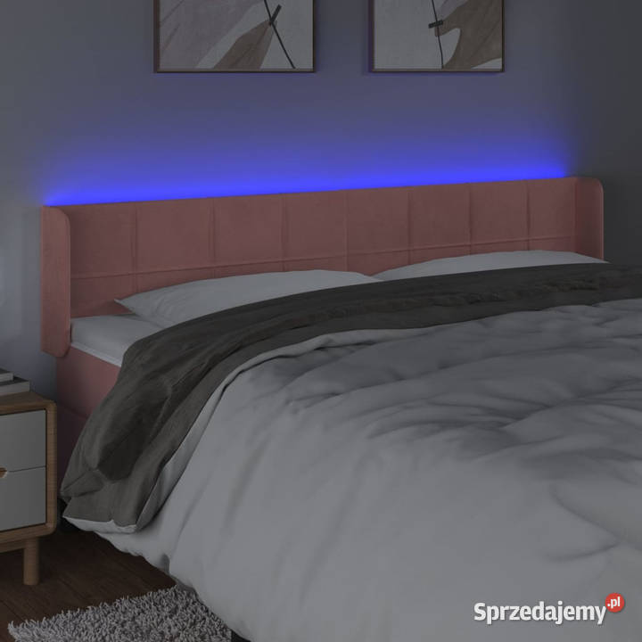 Zagłówek do łóżka z LED różowy 183x16x7888 Łóżka i materace Warszawa sprzedam