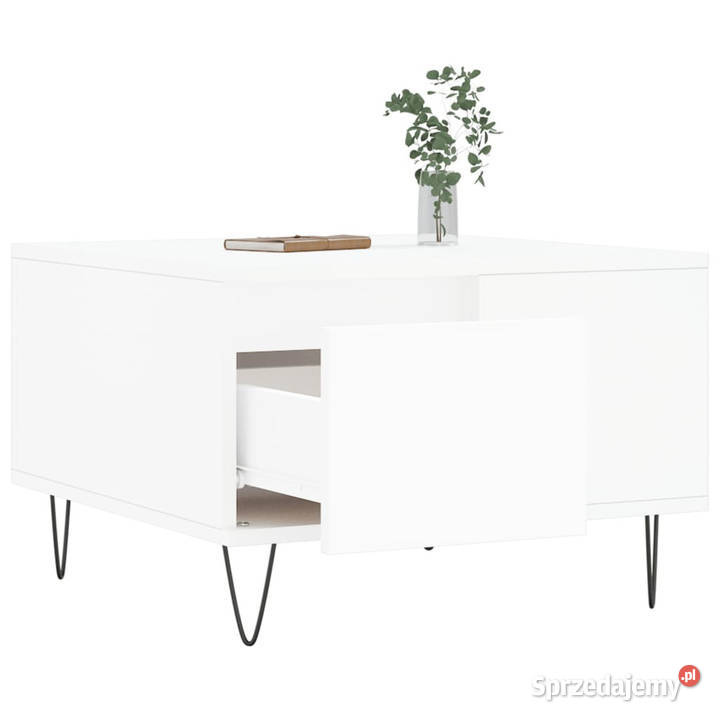 Stolik kawowy biały 55x55x365 materiał mazowieckie sprzedam