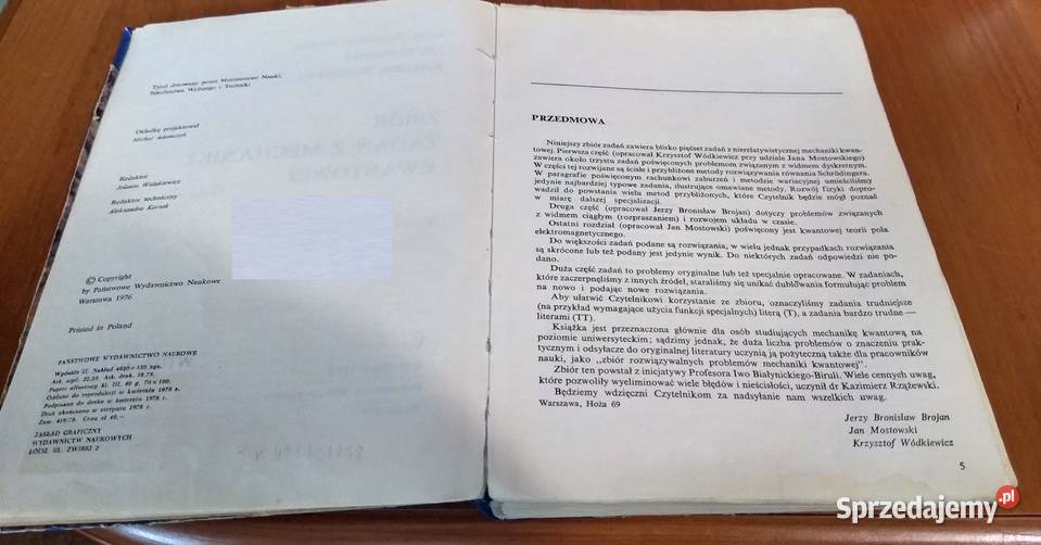 Zbiór zadań z mechaniki kwantowej Brojan Gdańsk