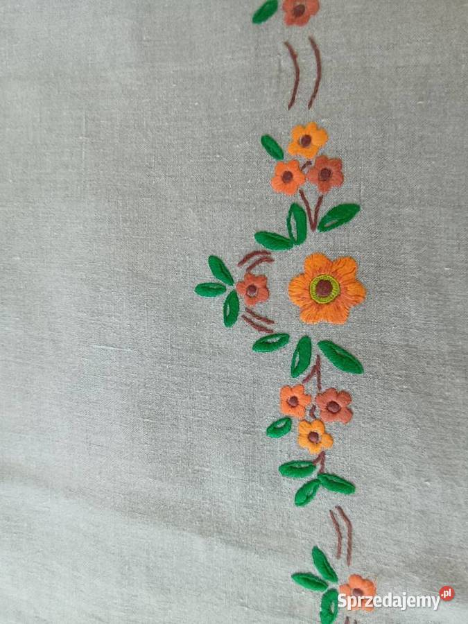obrus ręczny haft bogaty bławatkowy cudny na Dom i Ogród