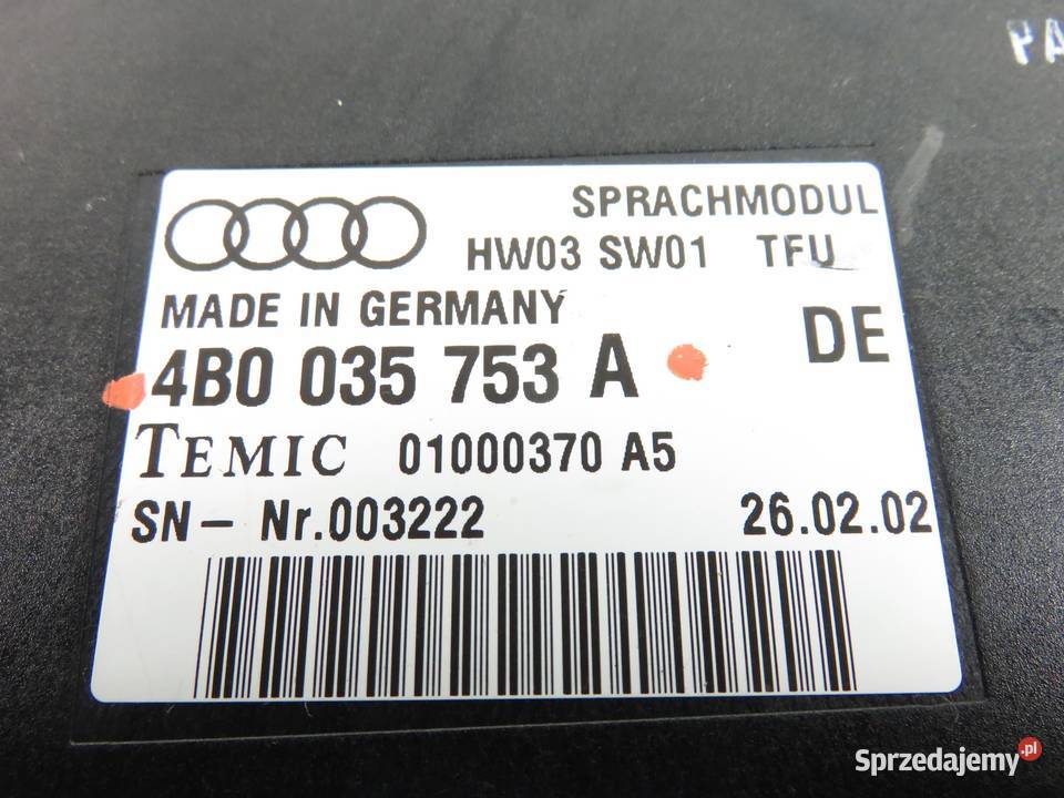 MODUL OBSLUGI GLOSOWEJ AUDI A6 C5 4B0035753A osobowe