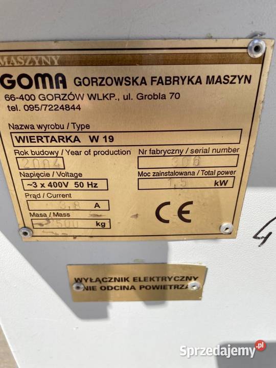 GOMA W19 Wiertarka wielowrzecionowa SCMFelder