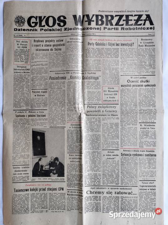 Głos Wybrzeża z 1981r i z 1989r dziennik pomorskie Gdynia