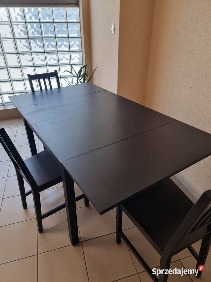 Stół drewniany rozkładany z IKEA 90x90 3 krzesła 90cm