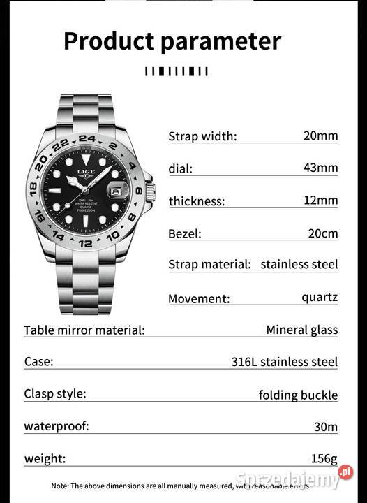 Sportowy zegarek męski Lige datownik z lupą Gorzów Wielkopolski