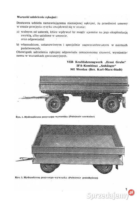 przyczepa HL8011 HW 8011 INSTRUKCJA OBSŁUGI Stalowa Wola sprzedam