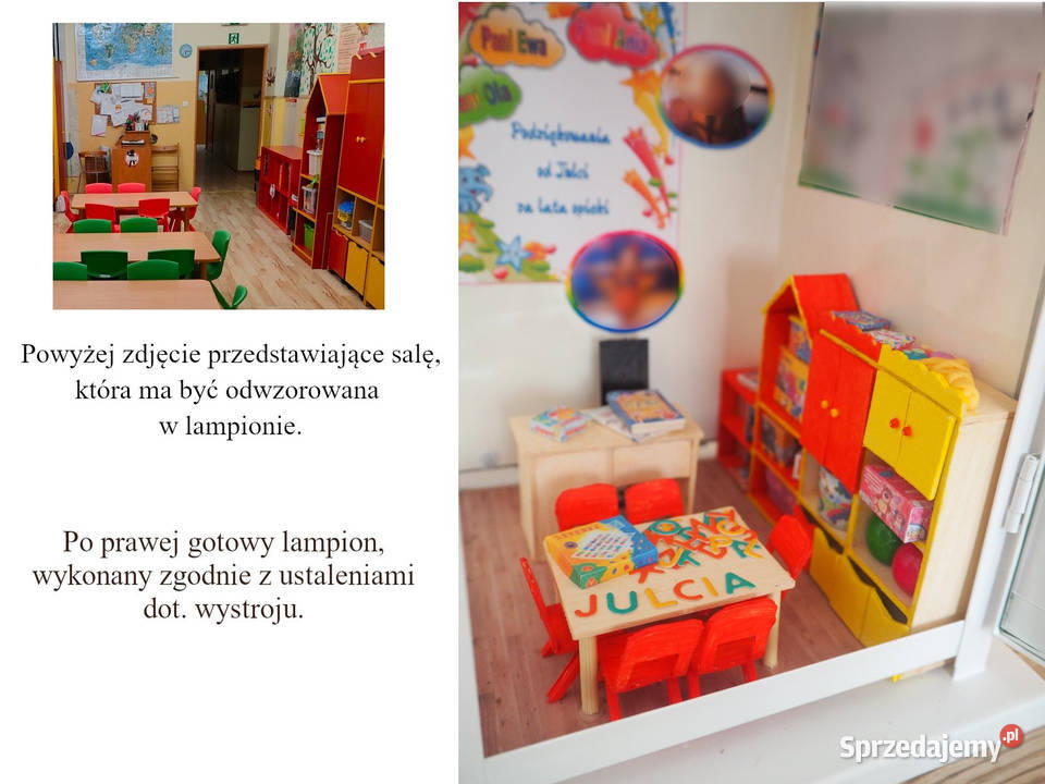 Lampion z miniaturową klasą nauczyciela handmade Dekoracje i ozdoby Żory sprzedam