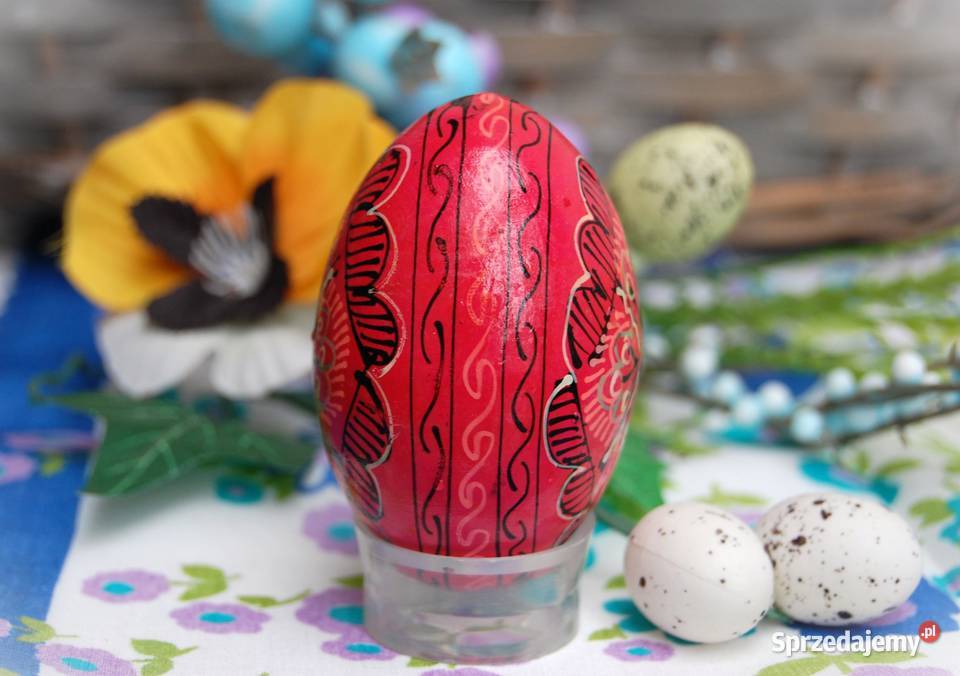 Stara pisanka drewniana ręcznie malowana Ukraina lubelskie Lublin