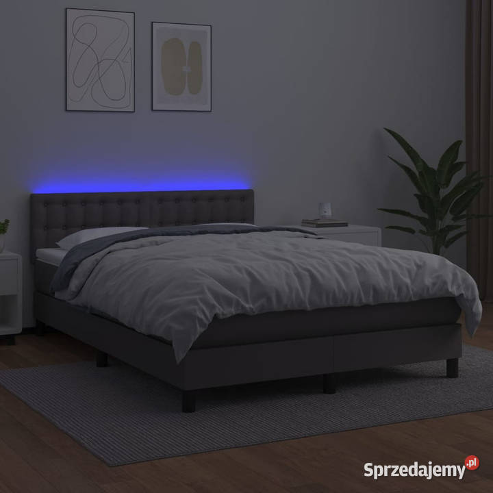 Łóżko kontynentalne z materacem i LED szara 193cm mazowieckie Warszawa sprzedam