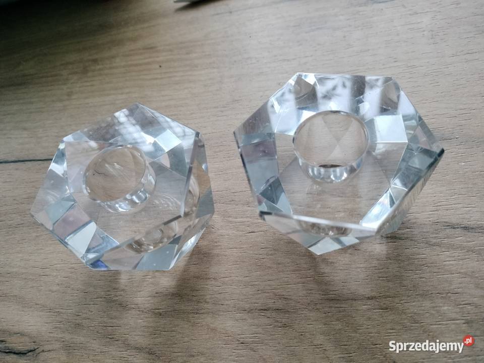 Dwa kryształowe świeczniki Choszczno