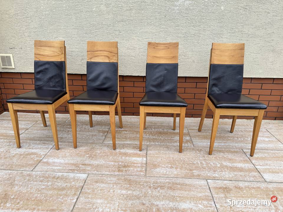 Krzesła drewniane nowoczesne stylowe skóra Sulbiny