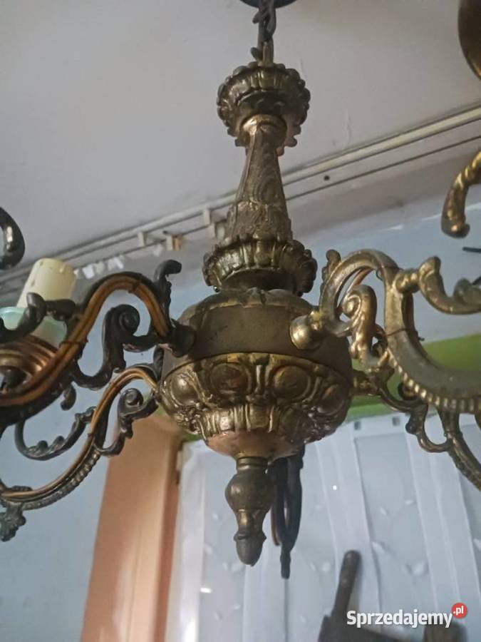 Antyczny mosiężny żyrandol Chrzanów