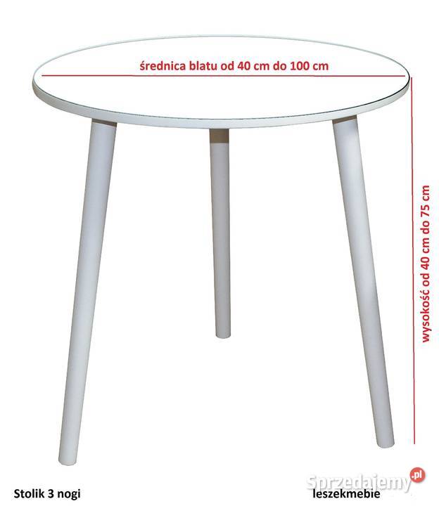 STÓŁ 3 NOGI OKRĄGŁY FI 70 CZARNY BIAŁY STOLIK Tołkiny sprzedam