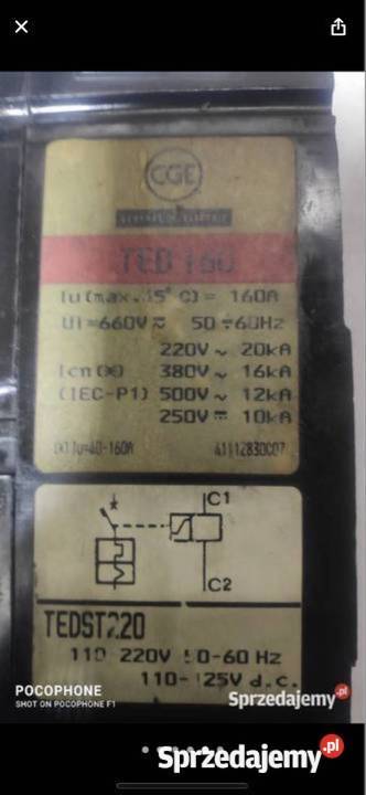 Wyłącznik sieciowy TED 160 z cewka 230 V Gliwice
