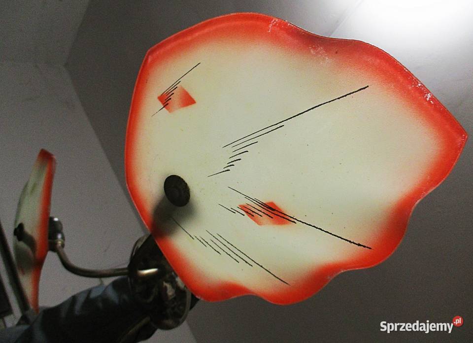 Żyrandol Chrom Szklane Klosze Liście lata 60 PRL Nieporęt