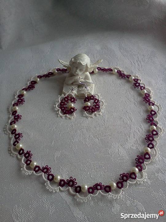 Komplet biżuterii frywolitkowej sprzedam