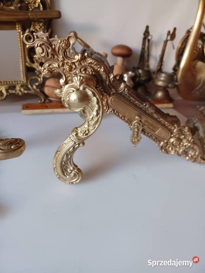 Komplet pałacowych szyldów i klamek Mosiądz Poznań