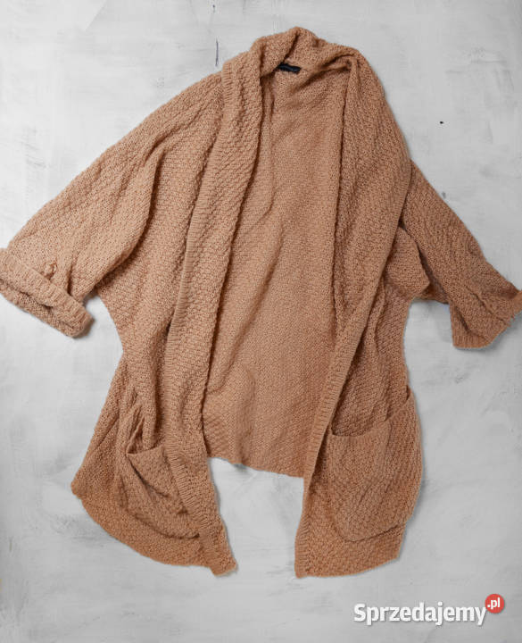 duży sweter morelowy narzutka jesień zima M L XL Warszawa