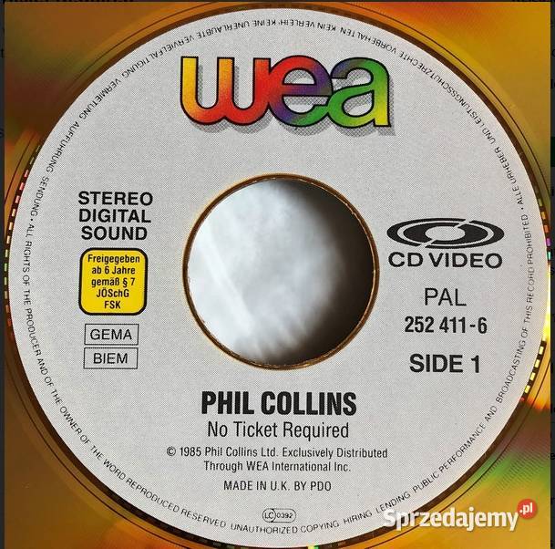 Phil Collins No Ticket Required laserdisc Kraków sprzedam