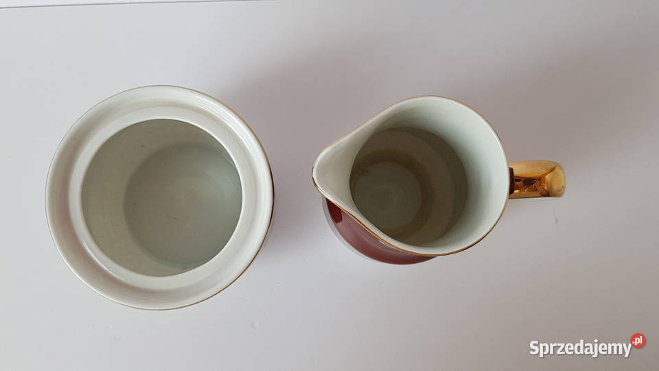 Porcelanowy mlecznik i cukiernica fason Ada Dąbrowa Górnicza