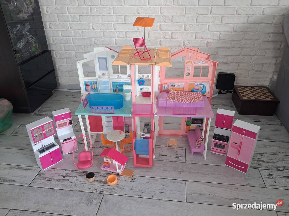 3x Domki Barbie DreamHouse winda zjeżdżalnie 3 lata+