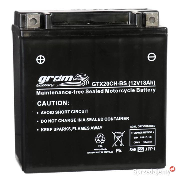 Akumulator motocyklowy GROM GTX20CH-BS YTX20CH-BS 12V 18Ah 2
