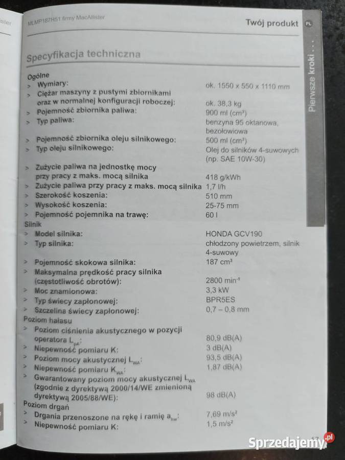 MacAllister Kosiarka spalinowa z napędem Honda małopolskie Olkusz