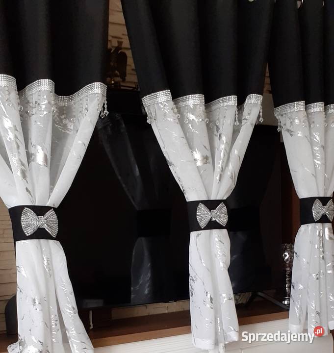 Firany cukierki srebrny marmurek 3 sztuki